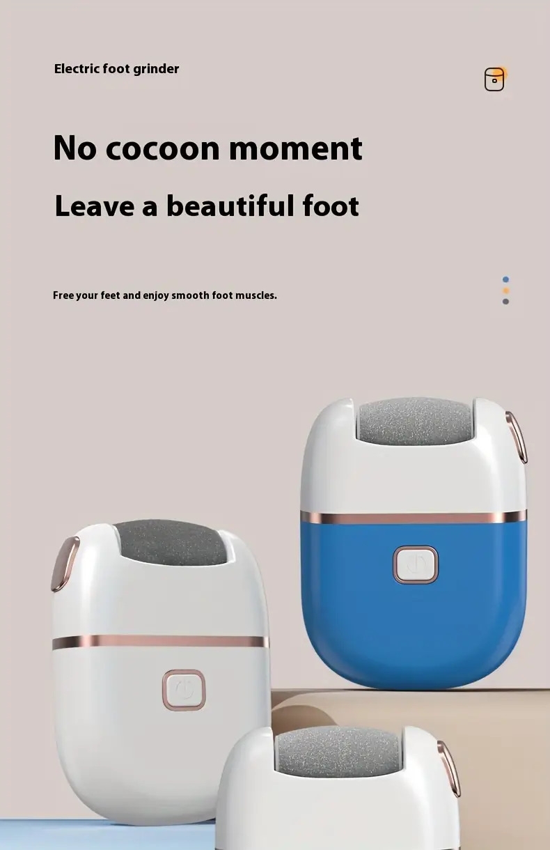 1pc rechargeable electric foot grinder three replaceable grinding heads thickness grinding heads for thick leather polishing usb charging portable and   cracked dry skin care details 0