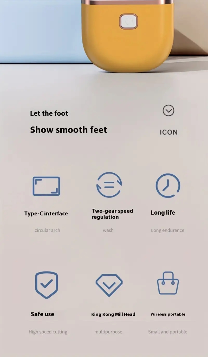 1pc rechargeable electric foot grinder three replaceable grinding heads thickness grinding heads for thick leather polishing usb charging portable and   cracked dry skin care details 1