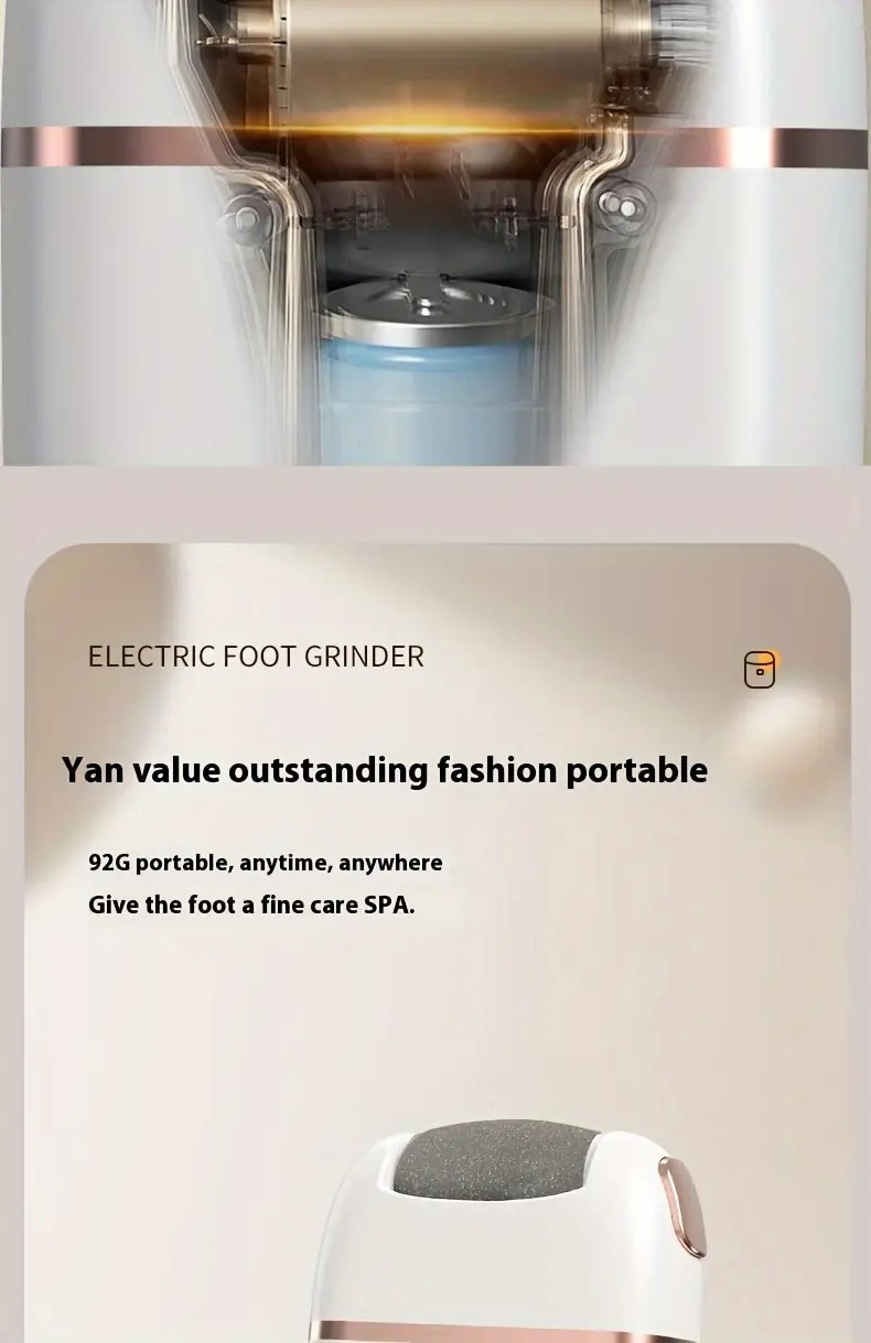 1pc rechargeable electric foot grinder three replaceable grinding heads thickness grinding heads for thick leather polishing usb charging portable and   cracked dry skin care details 9