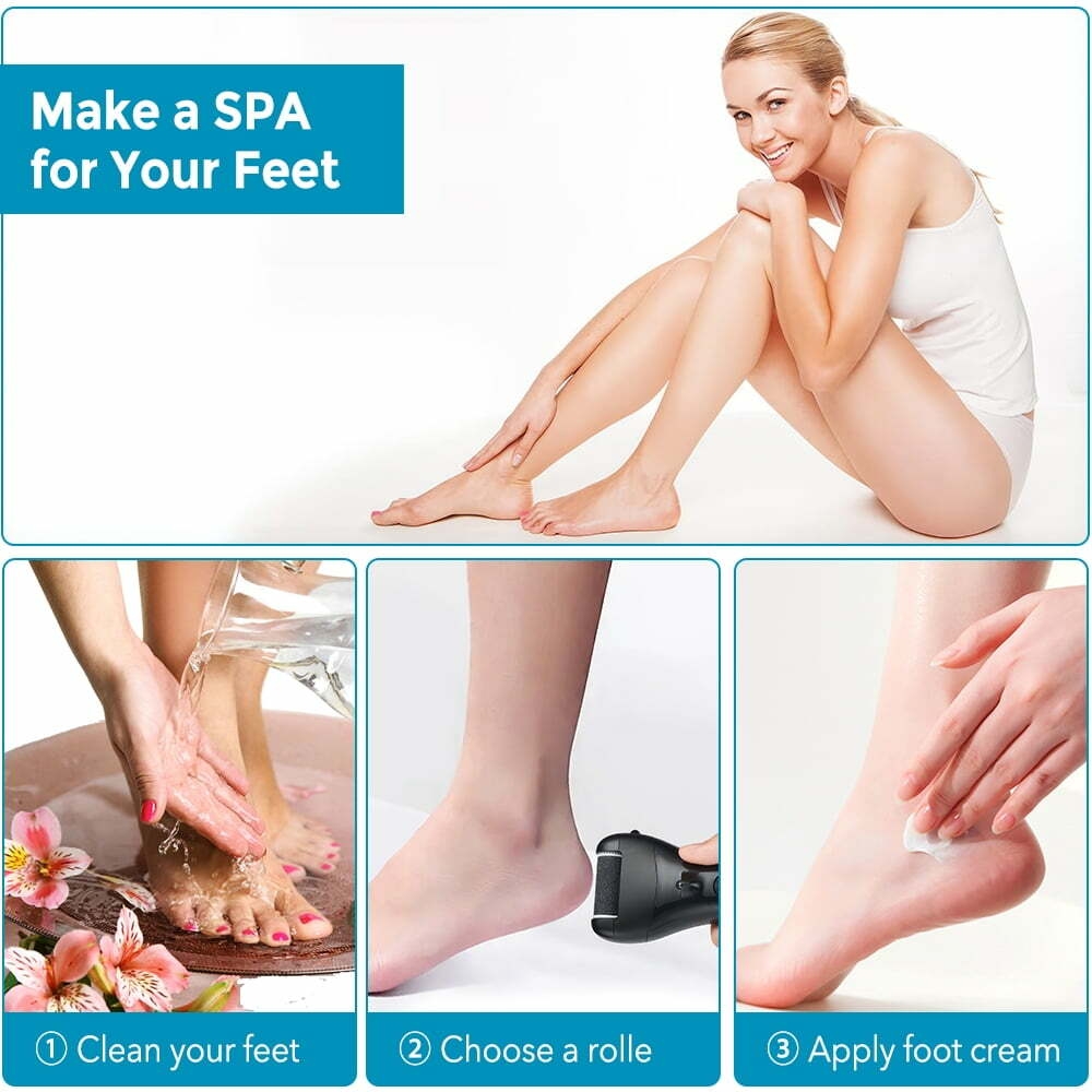 Electric Foot Callus Remover, Rechargeable Portable Electronic Foot File Pedicure Kits, Waterproof Foot Scrubber File, 16 in1 Professional Pedicure Tools, Foot Care for Dead Skin Ideal Gift, 3 Rollers