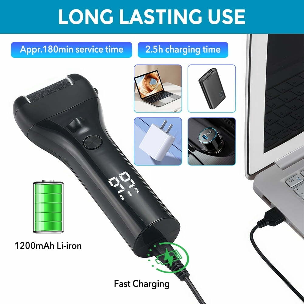 Electric Foot Callus Remover, Rechargeable Portable Electronic Foot File Pedicure Kits, Waterproof Foot Scrubber File, 16 in1 Professional Pedicure Tools, Foot Care for Dead Skin Ideal Gift, 3 Rollers