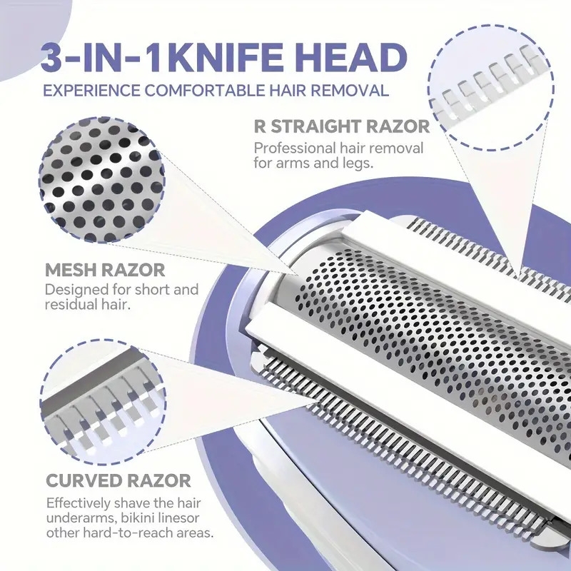适合女性的紧凑型电动剃须刀，带可拆卸头部的无绳脱毛刀，使用不锈钢刀片，非常适合腿部、腋下和比基尼区，完美的父亲节礼物，女士剃须器|精致的剃须刀设计|无绳设计 1