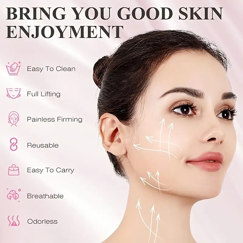 1 件 - 黑色 v 形提拉绷带，附双下巴减少面罩 - 透气布料，舒适贴合，脸部调理带，用于收紧鼻唇沟 3