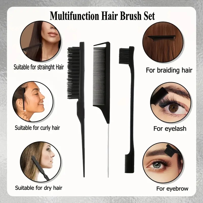 11 12pcs hair brush set for women and men comb set for teasing back brushing curly hair brush set with spray bottle for detangling brush scalp massager shampoo brush premium wide tooth comb flower hair clip brush set for hair styling details 6