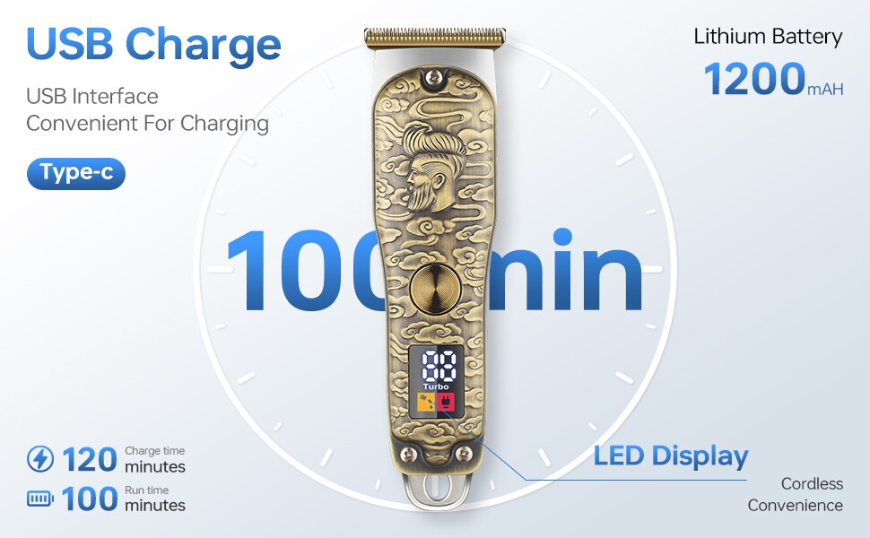 JAMAKY Vente chaude OEM Tondeuse à cheveux électrique sans fil rechargeable par USB pour hommes, tondeuse à cheveux professionnelle sans fil pour barbier