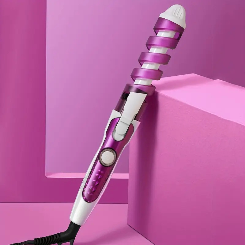 hair curling iron professional spiral hair curling rod curling wand electric hair styling tools for women purple 10
