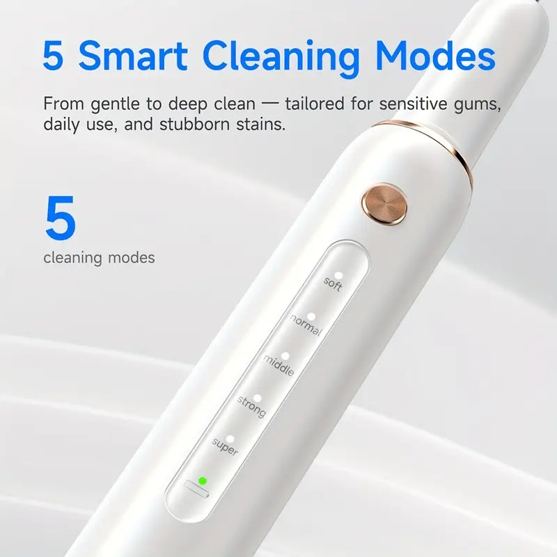 CURVY MOON 电动牙齿清洁器,带 5 种模式,USB 可充电,3 个金属附件和 2 个可更换刷头 - 高级牙垢清除,口腔健康和清新呼吸,父亲节和母亲节的理想礼物,口腔卫生工具,时尚设计,耐用结构