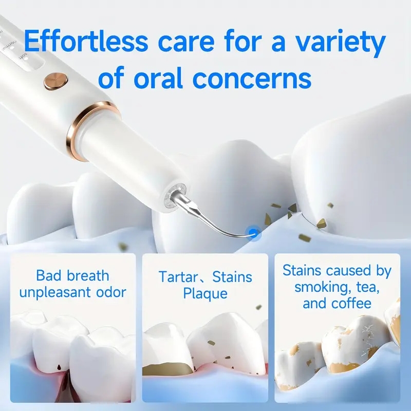 CURVY MOON 电动牙齿清洁器,带 5 种模式,USB 可充电,3 个金属附件和 2 个可更换刷头 - 高级牙垢清除,口腔健康和清新呼吸,父亲节和母亲节的理想礼物,口腔卫生工具,时尚设计,耐用结构