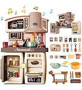 deAO Mini Cuisine pour Enfant,Kits De Cuisine À Jouer,Semblant Jouer Jouet Cuisine avec Son Et Lu...
