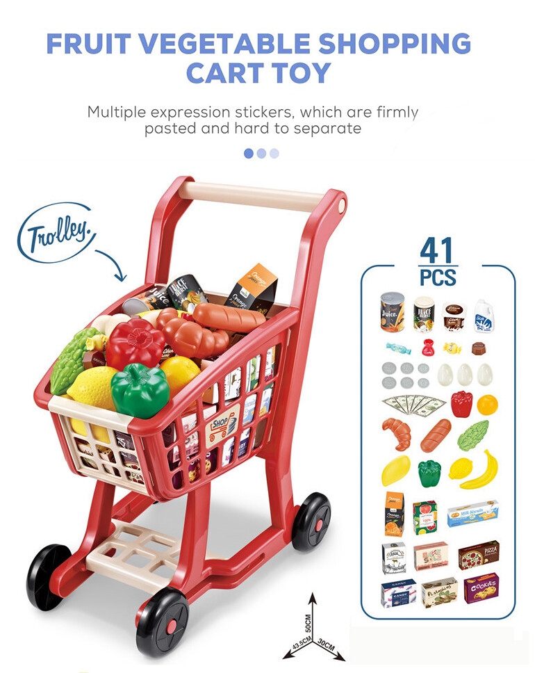 Nouveau chariot de supermarché en plastique pour enfants, jouet d'imitation mini chariot de courses