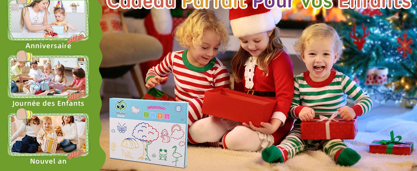 avec des cartes colorées et des motifs festifs. Plusieurs cartes illustrées et textuelles, adaptées aux activités sur le thème des fêtes