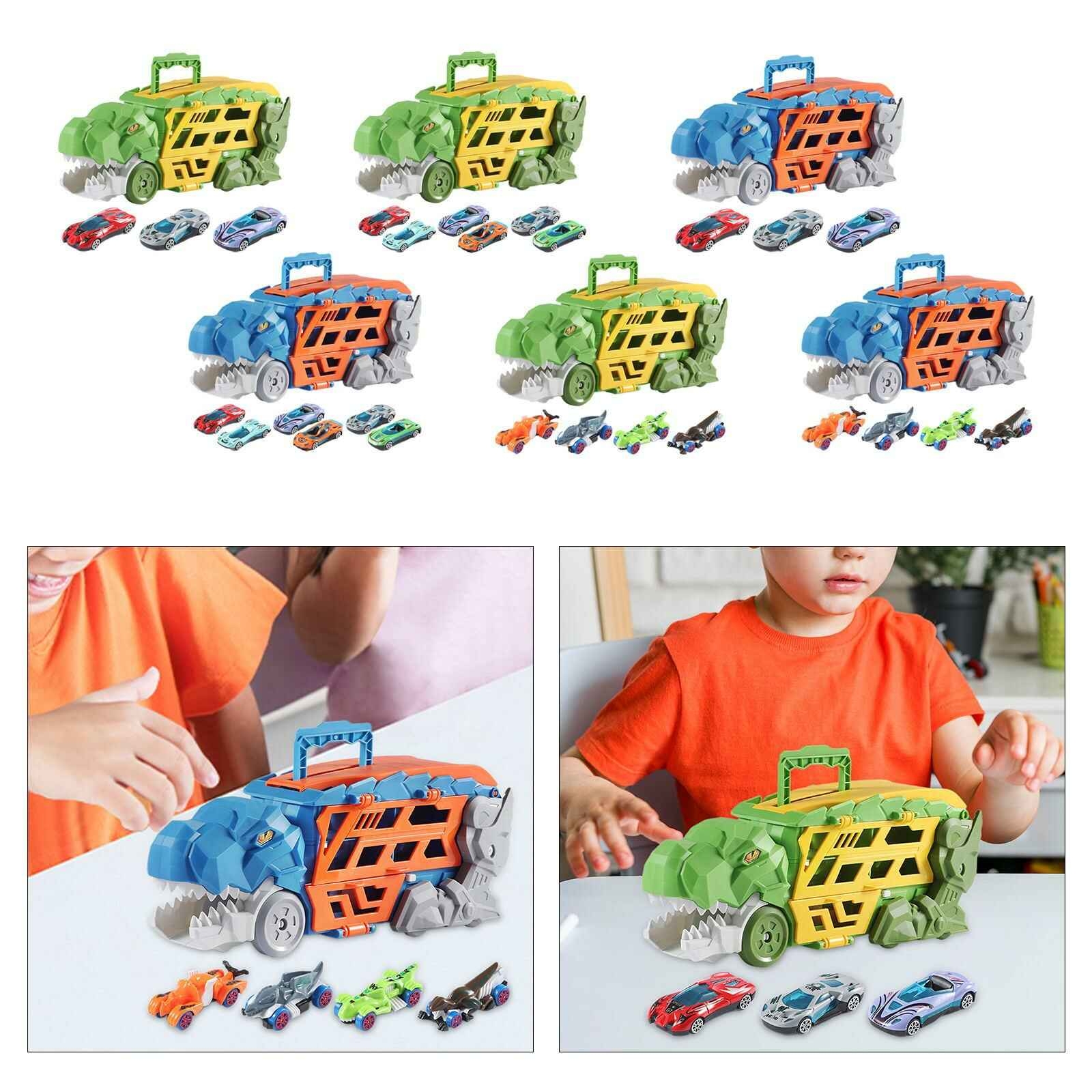 Dinosaur Transport Truck Carrier with Portable Handle Dinosaur Swallowing Truck for Kids Birthday Gift Ages 3 Year Old Gift Toys