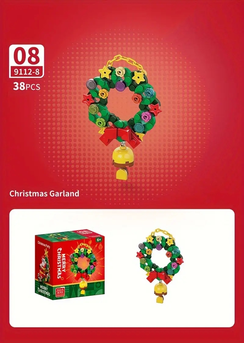 352件圣诞积木套装 - 圣诞老人、驯鹿、树、花环、雪人和铃铛模型 - 多功能10合1儿童建筑套件 - 完美节日与生日礼物 商品详情 8