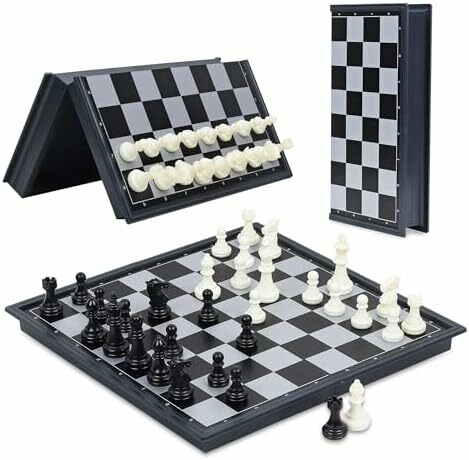 Jeu d'échecs magnétique pliable Niwlix, idéal pour les voyages et les enfants. Cadeau parfait pour les adultes. Jeu d'échecs magnétiques de voyage, plateau d'échecs pliables et jeu de société éducative.