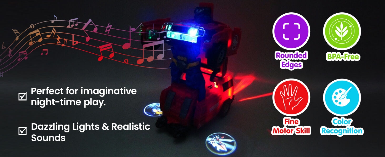 Voiture robot transformable pour enfants : sons et lumières