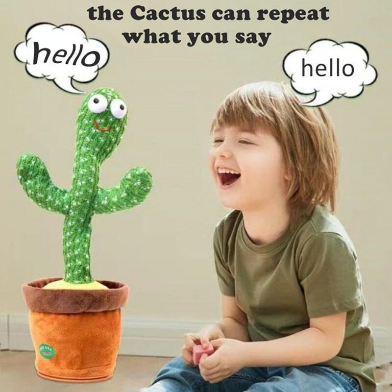 jouet de danse de cactus, jouet de danse électronique de cactus avec  éclairage, chant cactus enregistrement et répéter vos mots