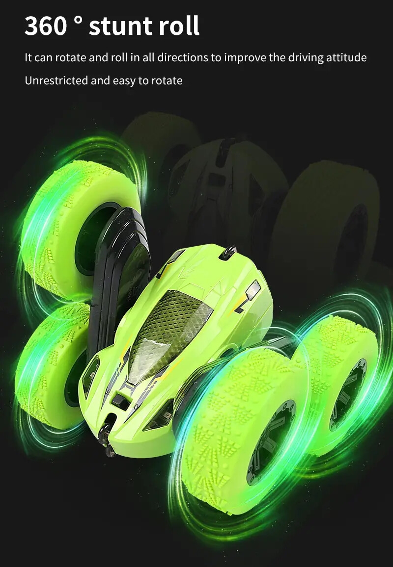 Voiture télécommandée, ORRENTE RC Cars Stunt Car Toy, 4WD 2.4Ghz Double Sided 360° Rotating RC Car with Headlights, Kids Xmas Toy Cars for Boys/Girls détails 11