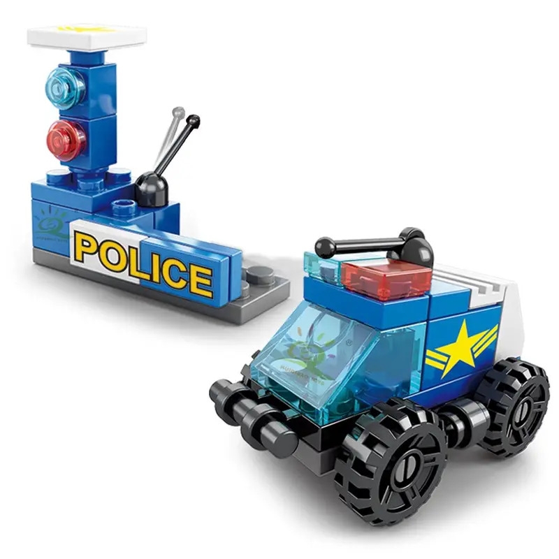 147pcs 6 in 1 city police series car model small particle building blocks assembling children bricks puzzle toys gift details 7