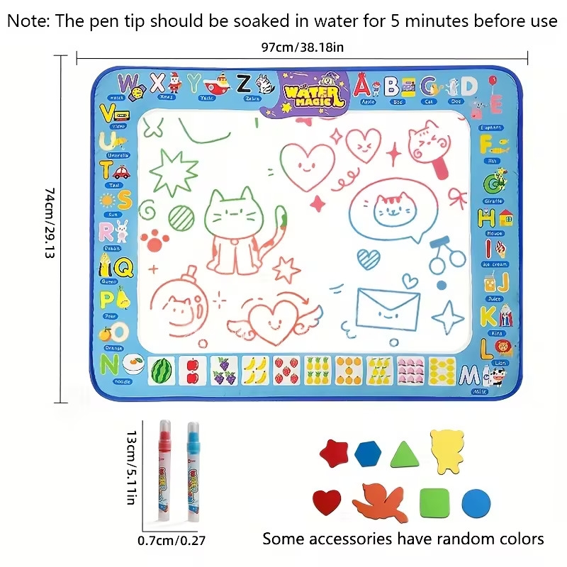 reusable watercolor painting pad water canvas portable art toy for children ages 3 6 back to school supplies magical colored doodle canvas foldable and portable for storage halloween gift accessory colors random water canvas 2 brushes 8 shape templates 9