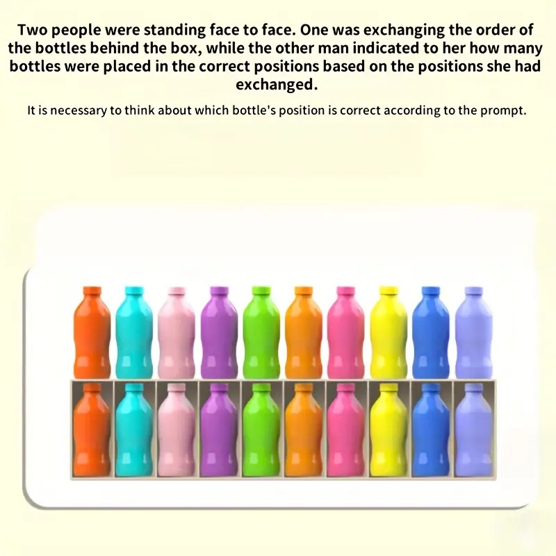 21件套色彩挑战瓶子拼图游戏套装,包含记忆与逻辑训练——配色策略桌游,内含21个彩色编码瓶子及收纳盒,适合家庭聚会游戏之夜、生日或万圣节派对游戏,青少年与成人教育益智游戏,提升记忆与问题解决能力,包含21个带彩色瓶盖的瓶子,完美适合团队游戏与战略思维 商品详情 5