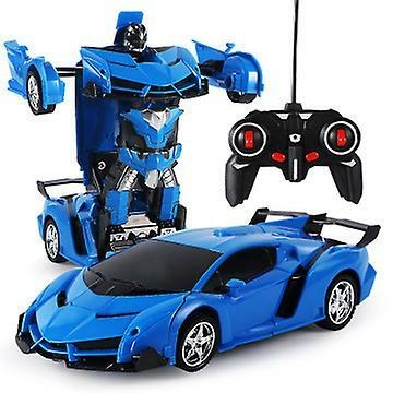 1:18 Transformers Remote Control Car, electric robot car deformation toy gift for children - blue