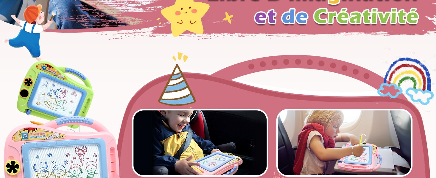 avec cadre coloré. Appareil rose en forme d'arche utilisé par les enfants pour le dessin numérique et