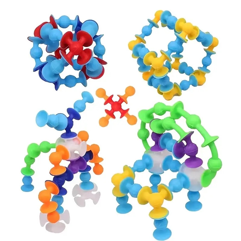 40件彩色硅胶吸盘积木套装，建筑感官玩具，旅行玩具，窗户玩具，感恩节圣诞节生日派对礼物 - 无需电池，适合万圣节、圣诞节活动及派对用品 商品详情 9