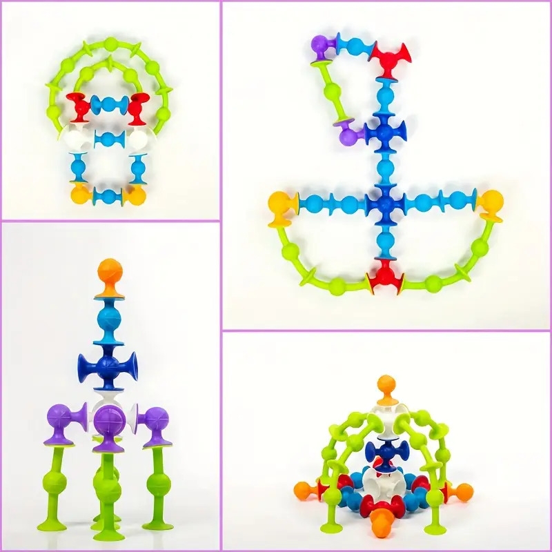 40件彩色硅胶吸盘积木套装，建筑感官玩具，旅行玩具，窗户玩具，感恩节圣诞节生日派对礼物 - 无需电池，适合万圣节、圣诞节活动及派对用品 商品详情 8