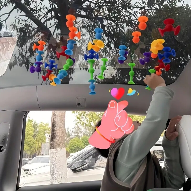 40件彩色硅胶吸盘积木套装，建筑感官玩具，旅行玩具，窗户玩具，感恩节圣诞节生日派对礼物 - 无需电池，适合万圣节、圣诞节活动及派对用品 商品详情 3