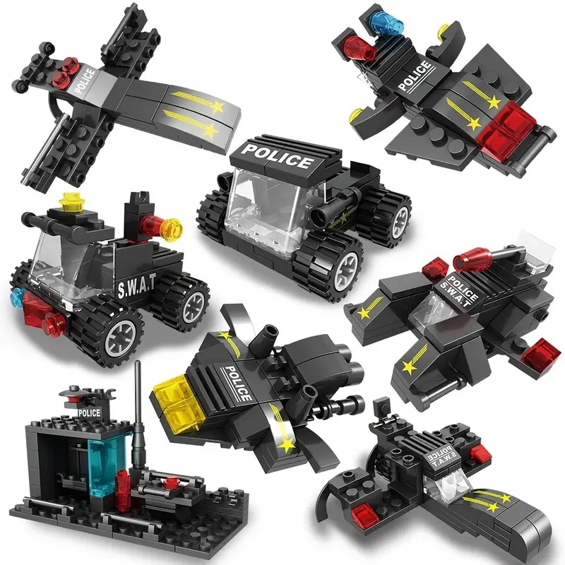 swat police vehicle robot car building blocks children educational toys birthday gifts for boys kids 5