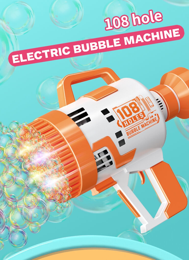 Pistolet à bulles Chengji Jouets pour enfants Électrique Automatique Soufflage de savon Pistolet à bulles à 108 trous