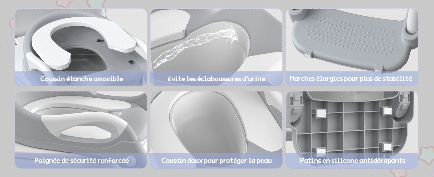 Schémas techniques en niveaux de gris illustrant les étapes d'assemblage ou d'installation du produit, avec des composants mécaniques et des points de connexion illustrés en détail.
