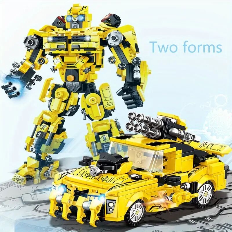 building blocks, 800 pcs classic robot car building blocks deformable model building blocks for children boys and girls gifts for children educational toys deformable mecha in two forms details 4
