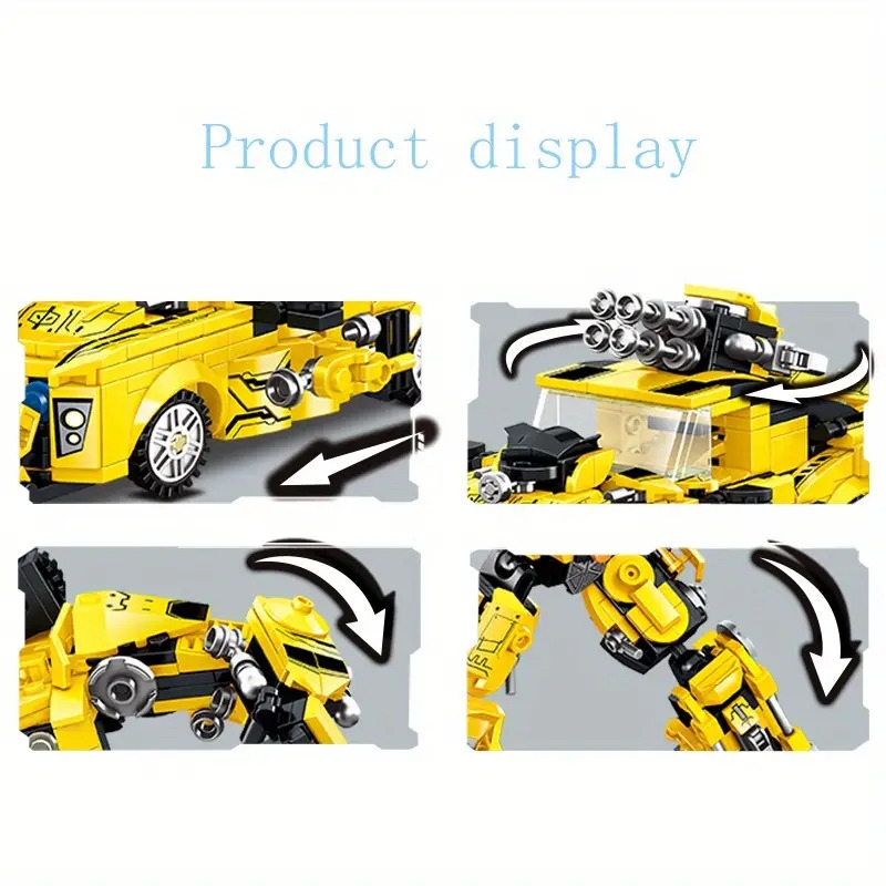 building blocks, 800 pcs classic robot car building blocks deformable model building blocks for children boys and girls gifts for children educational toys deformable mecha in two forms details 3