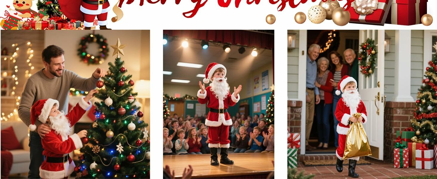 Costume de père noël pour enfants garçons tenue de père noël de noël trjes de père noël para niños