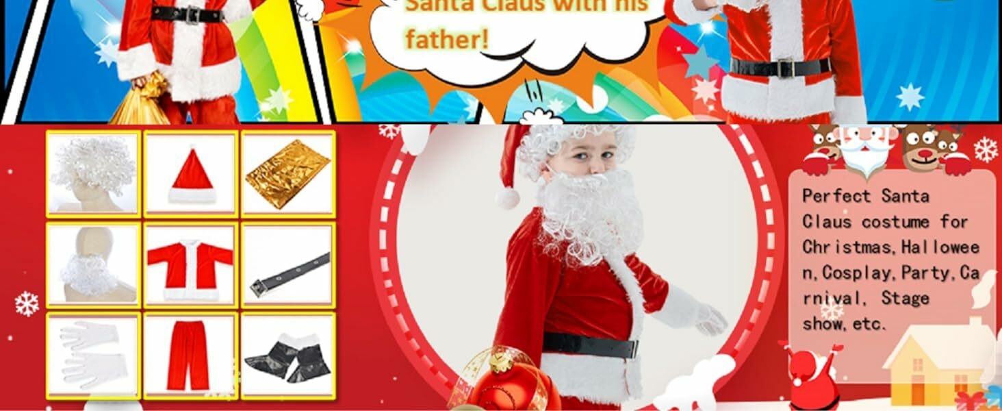 Costume de père noël pour enfants garçons tenue de père noël de noël trjes de père noël para niños