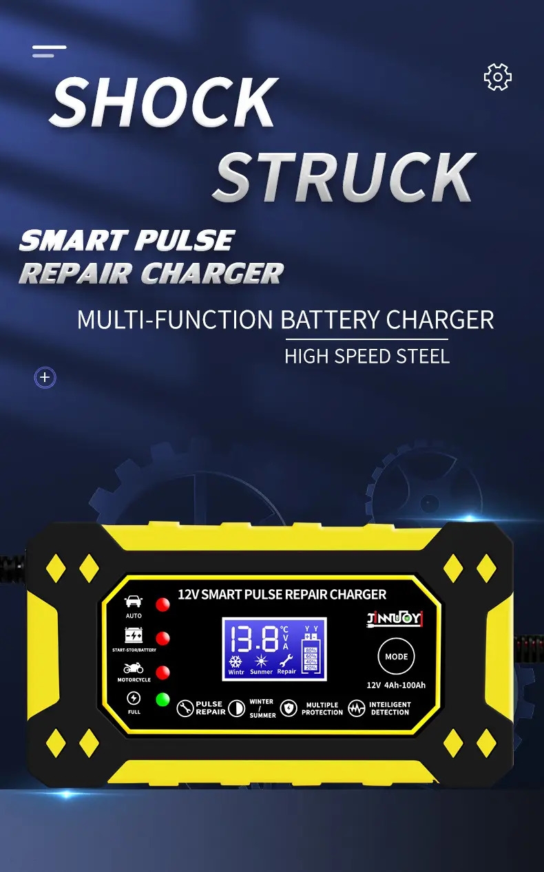 chargeur de batterie intelligent 12v 6a avec réparation par et affichage numérique - multimodes, multiprotection pour batteries au plomb dans , motos & suvs (prise eu), batterie rechargeable détails 0