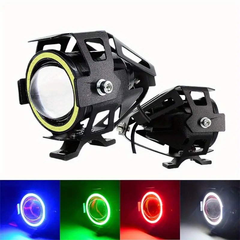 1 piece led motorcycle headlight auxiliary headlight angel eye mini u7 driving light fog light driving light waterproof super bright details 0