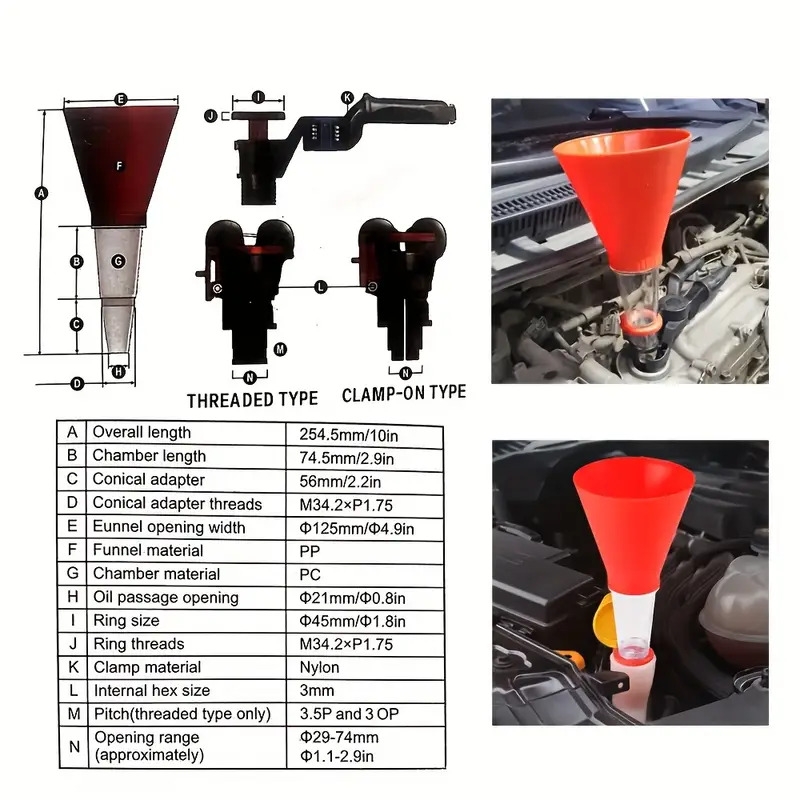car engine oil filling set universal funnel with adjustable width holding clamp pvc plastic multifunctional pour oil tool auto 5
