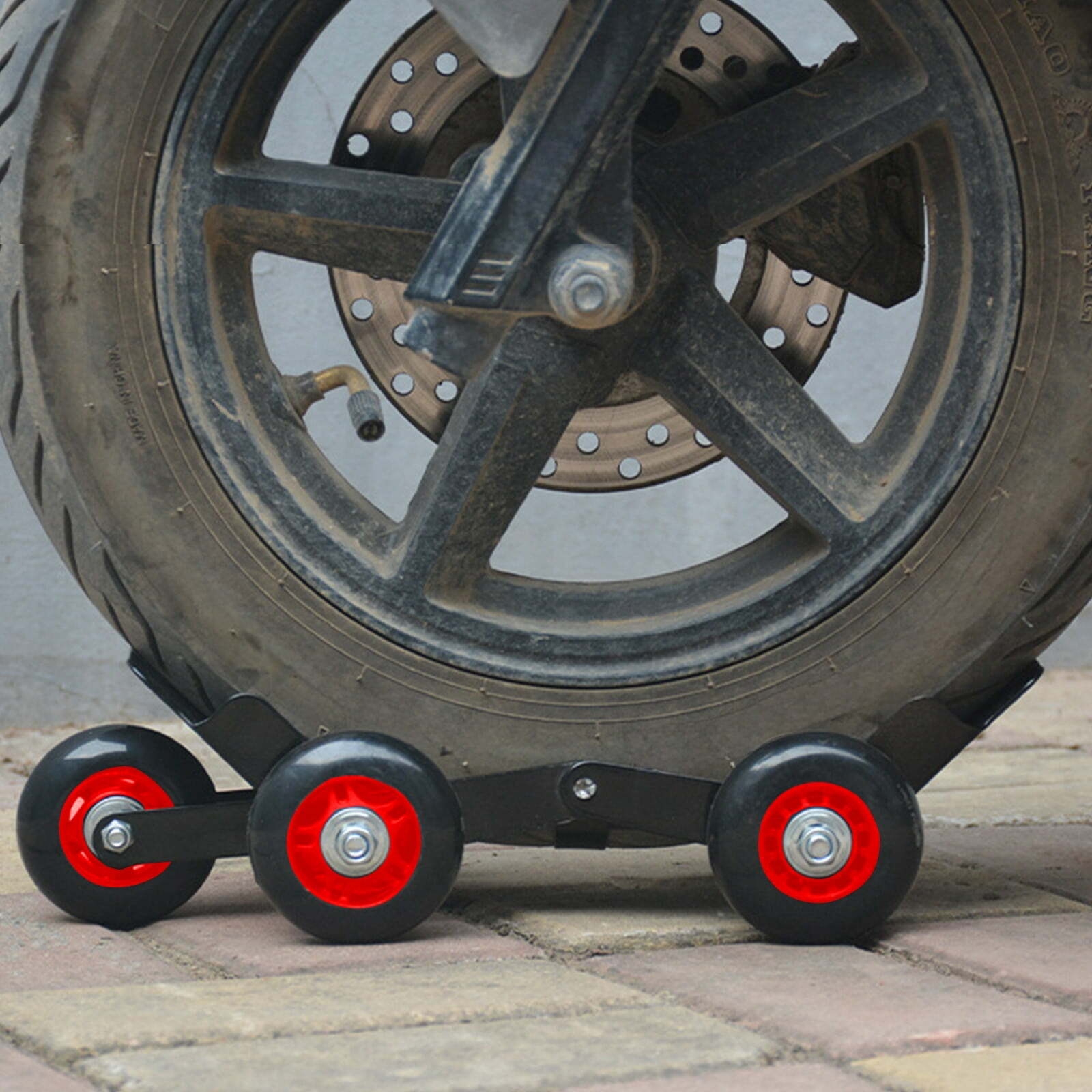 HOARBOEG Motorcycle Tire Dolly & Flat Tire Mover – Heavy-Duty 1000LB Foldable Trailer Booster for Cars, Bikes, Tricycles – Anti-Slip Rubber Wheels, Portable Emergency Tool (5.91*5.12*5.12in)