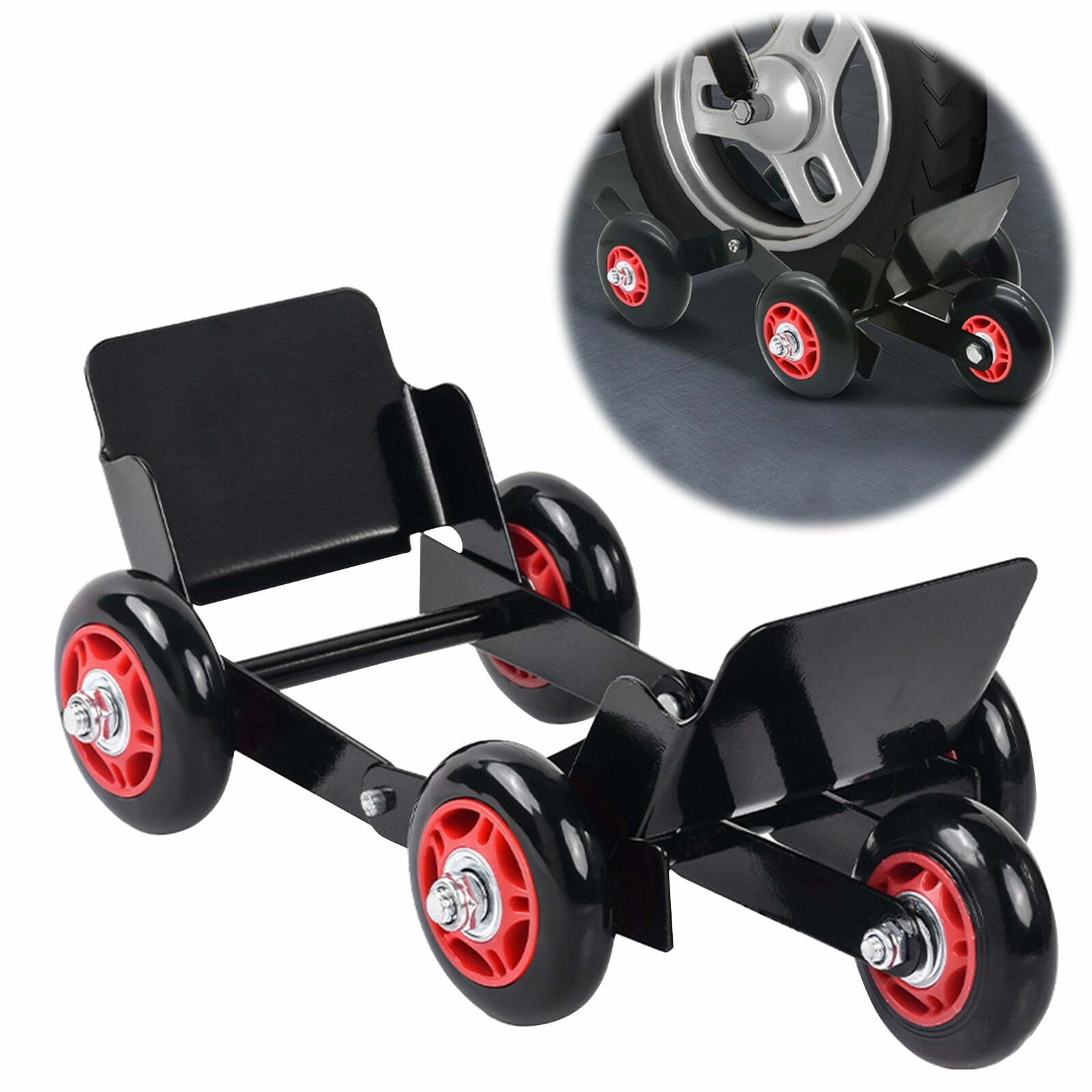 HOARBOEG Motorcycle Tire Dolly & Flat Tire Mover – Heavy-Duty 1000LB Foldable Trailer Booster for Cars, Bikes, Tricycles – Anti-Slip Rubber Wheels, Portable Emergency Tool (5.91*5.12*5.12in)