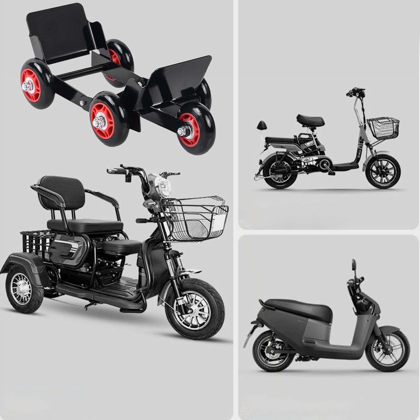 HOARBOEG Motorcycle Tire Dolly & Flat Tire Mover – Heavy-Duty 1000LB Foldable Trailer Booster for Cars, Bikes, Tricycles – Anti-Slip Rubber Wheels, Portable Emergency Tool (5.91*5.12*5.12in)