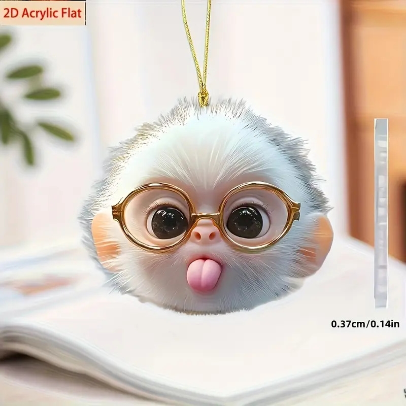 一只可爱的戴眼镜的猴子，用于汽车后视镜悬挂装饰 - 可爱的背包装饰，适合万圣节，父亲节，母亲节，情人节，圣诞礼物 5