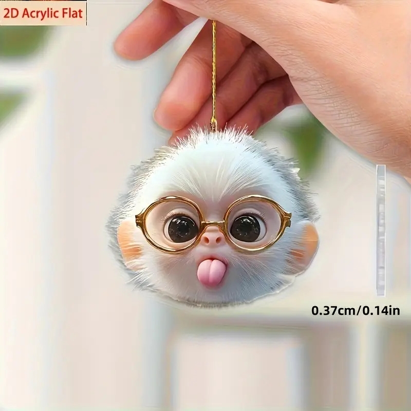 一只可爱的戴眼镜的猴子，用于汽车后视镜悬挂装饰 - 可爱的背包装饰，适合万圣节，父亲节，母亲节，情人节，圣诞礼物 4
