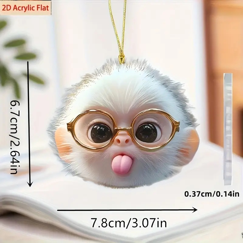 一只可爱的戴眼镜的猴子，用于汽车后视镜悬挂装饰 - 可爱的背包装饰，适合万圣节，父亲节，母亲节，情人节，圣诞礼物 2