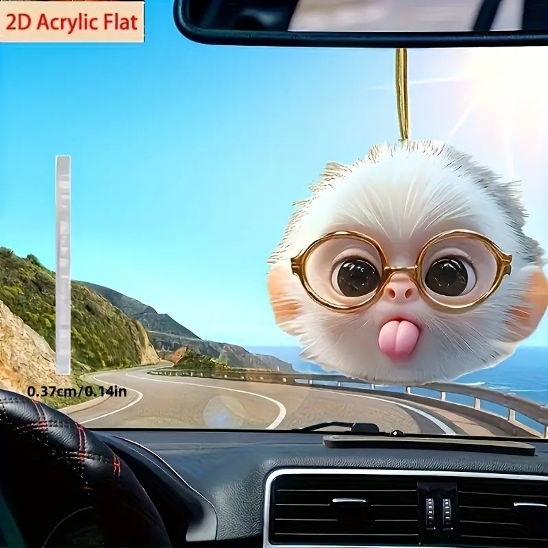 一只可爱的戴眼镜的猴子，用于汽车后视镜悬挂装饰 - 可爱的背包装饰，适合万圣节，父亲节，母亲节，情人节，圣诞礼物 1