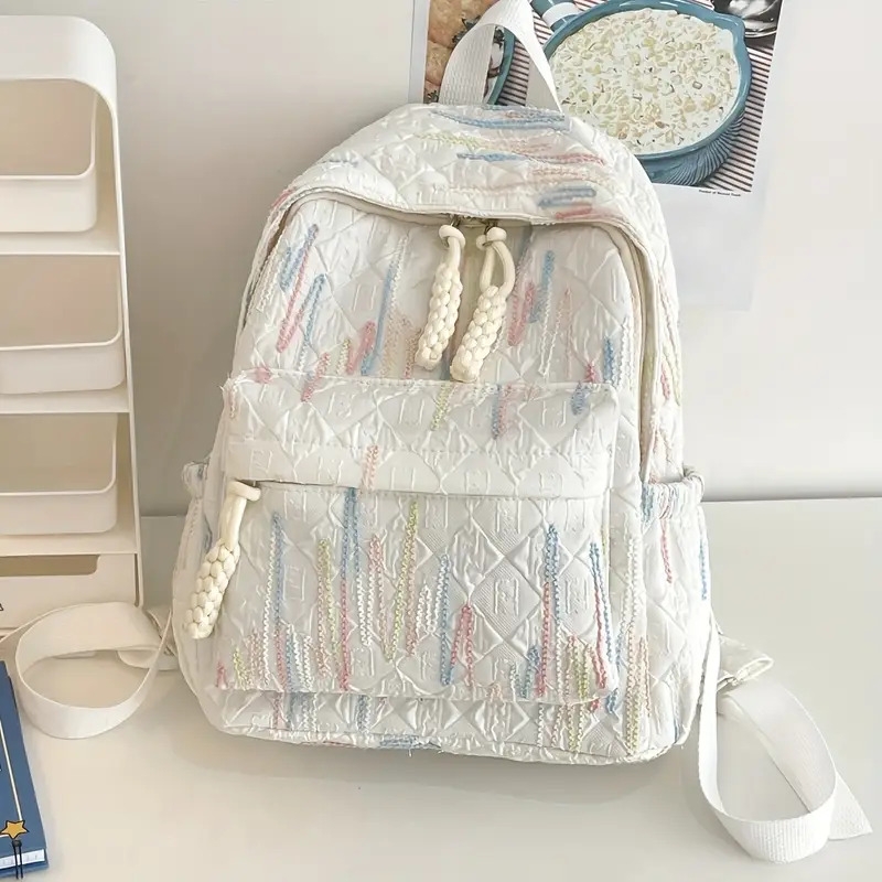 女士时尚背包1件尼龙，适合学生和大学生，完美适用于返校、高尔夫、户外旅行、游览 0