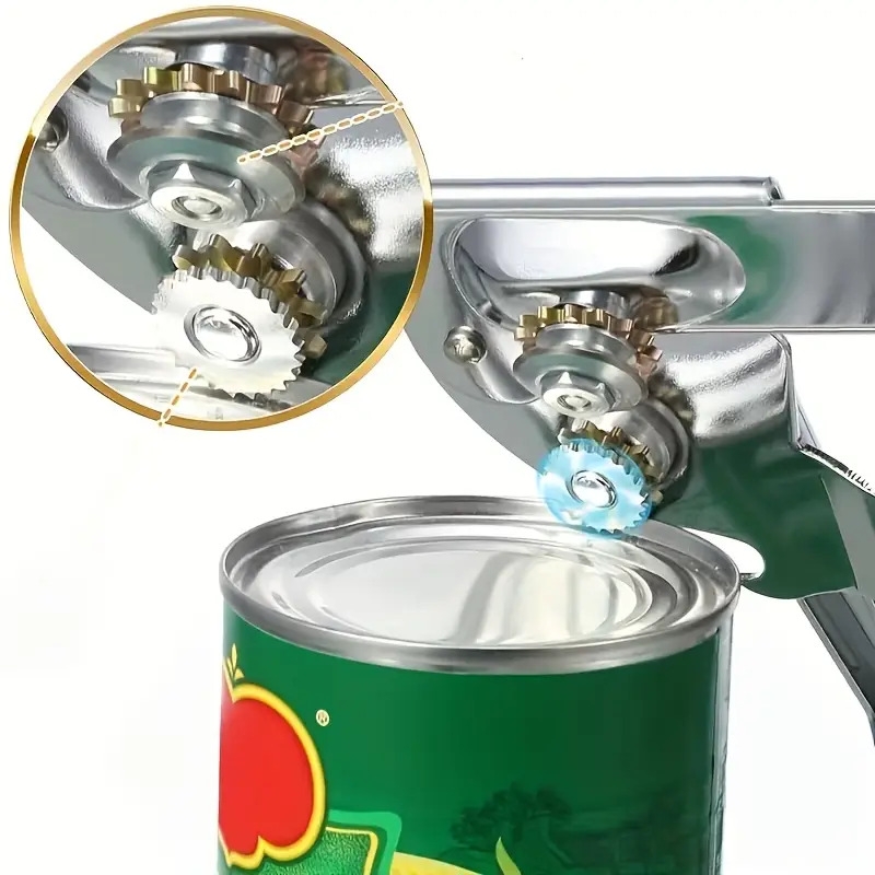 1pc heavy duty manual can opener with extra long handle stainless steel large easy to knob large cans large can opener durable construction can opener for cans details 3