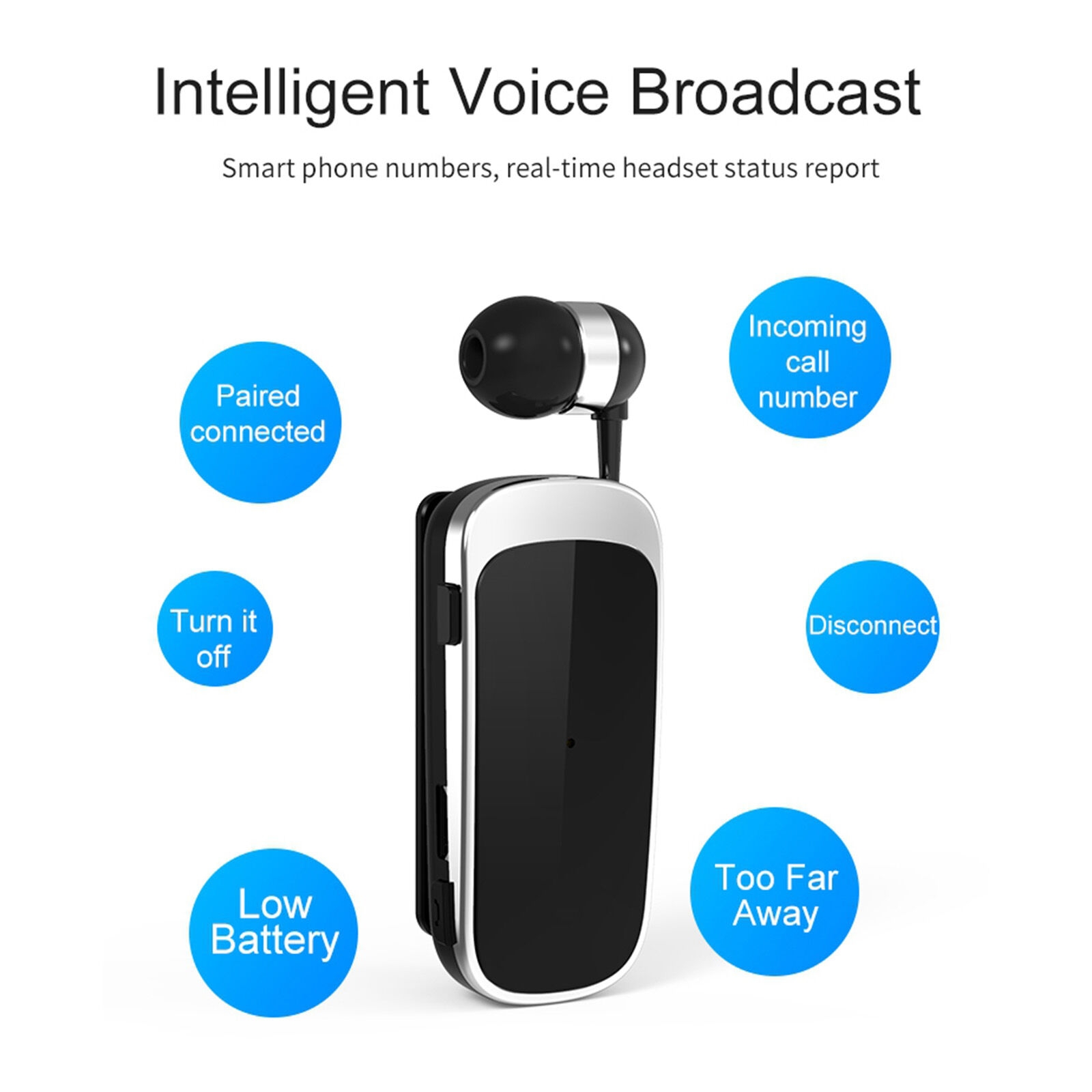 Fineblue K52 Bluetooth 4.0 Wireless Headset Stereo Headphone Clip-on Business Workout Driving Earphone Earbud Earpiece Handsfree