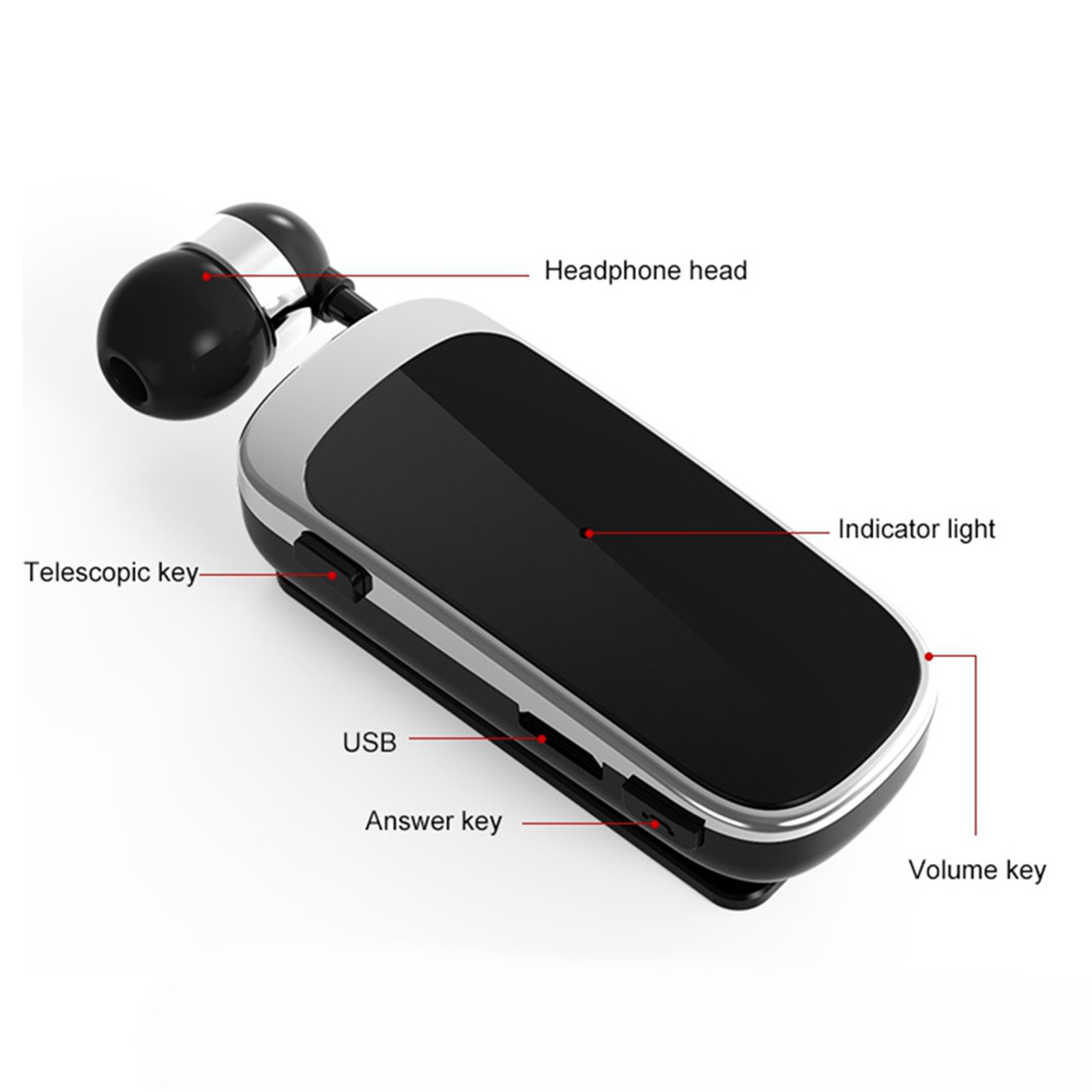 Fineblue K52 Bluetooth 4.0 Wireless Headset Stereo Headphone Clip-on Business Workout Driving Earphone Earbud Earpiece Handsfree